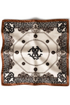 Leopar Zincir Desen Kahve-Bej Soft Bandana Fular 50x50 cm