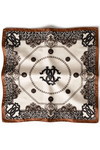 Leopar Zincir Desen Kahve-Bej Soft Bandana Fular 50x50 cm