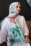 Manolya Çiçek Desen Çağla Soft Pamuk Şal