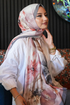 Manolya Çiçek Desen Füme Soft Pamuk Şal