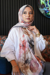 Manolya Çiçek Desen Füme Soft Pamuk Şal