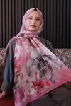 Manolya Çiçek Desen Gül Kurusu Soft Pamuk Şal