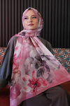 Manolya Çiçek Desen Gül Kurusu Soft Pamuk Şal