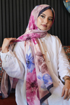 Manolya Çiçek Desen Lacivert Soft Pamuk Şal