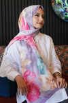 Manolya Çiçek Desen Lavanta Soft Pamuk Şal