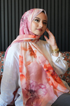 Manolya Çiçek Desen Nar Çiçeği Soft Pamuk Şal
