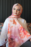Manolya Çiçek Desen Nar Çiçeği Soft Pamuk Şal