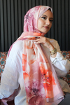 Manolya Çiçek Desen Nar Çiçeği Soft Pamuk Şal