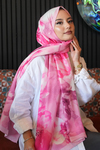 Manolya Çiçek Desen Pembe Soft Pamuk Şal