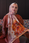 Manolya Çiçek Desen Yavruağzı Soft Pamuk Şal