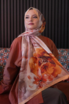 Manolya Çiçek Desen Yavruağzı Soft Pamuk Şal