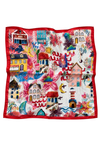Masal Desen Kırmızı-Pudra Soft Bandana Fular 50x50 cm