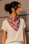 Masal Desen Kırmızı-Pudra Soft Bandana Fular 50x50 cm