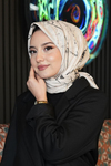 Mermer Desen Bej Soft Pamuk Eşarp