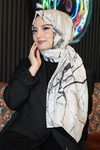 Mermer Desen Bej Soft Pamuk Şal