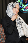 Mermer Desen Bej Soft Pamuk Şal