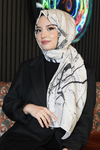 Mermer Desen Bej Soft Pamuk Şal