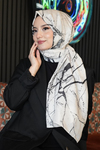 Mermer Desen Bej Soft Pamuk Şal