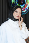 Mermer Desen Siyah Soft Pamuk Eşarp