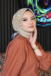 Mini Çiçek Desen İndigo Soft Pamuk Eşarp
