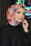 Orkide Desen Pudra Soft Pamuk Eşarp