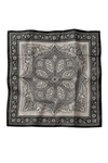Osmanlı Motif Desen Siyah-Bej Soft Fular Eşarp 90x90 cm