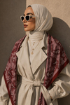Otantik Desen Bordo-Gül Kurusu Soft Fular Eşarp 90x90 cm