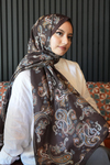 Paisley Desen Acı Kahve Soft Pamuk Şal
