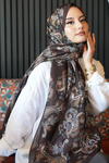 Paisley Desen Acı Kahve Soft Pamuk Şal