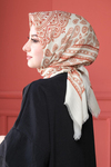 Paisley Desen Bej Pamuk Eşarp