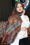 Paisley Desen Kahverengi Soft Pamuk Şal