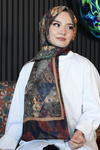 Paisley Desen Kahverengi Soft Pamuk Şal