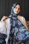 Paisley Desen Lacivert Soft Pamuk Şal