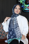 Paisley Desen Lacivert Soft Pamuk Şal