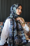 Paisley Desen Lacivert Soft Pamuk Şal