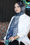 Paisley Desen Lacivert Soft Pamuk Şal