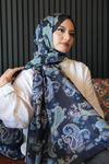 Paisley Desen Lacivert Soft Pamuk Şal