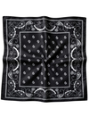 Paisley Desen Siyah-Gümüş Soft Bandana Fular 50x50 cm