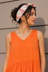Papatya Desen Turuncu-Sarı Soft Bandana Fular 50x50 cm