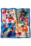 Patchwork Çiçek Bahçesi Desen Mavi-Pudra Soft Bandana Fular 50x50 cm