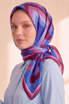 Retro 80'ler Vintage Geometrik Desenli Mürdüm Soft Eşarp & Fular