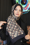 Retro Kare Desen Acı Kahve Soft Pamuk Şal