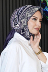 Şahmeran Desen Lila Soft Pamuk Eşarp