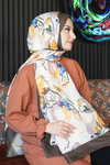 Sanat Desen Krem Soft Pamuk Şal