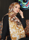 Siluet Çiçek Desen Bal Soft Pamuk Şal