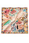 Soyut Bahçe Desen Pudra-Mint Soft Bandana Fular 50x50 cm