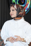 Soyut Desen Açık Kahverengi Soft Pamuk Eşarp