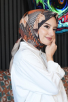 Soyut Desen Açık Kahverengi Soft Pamuk Eşarp