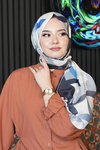 Soyut Desen Bej Soft Pamuk Şal