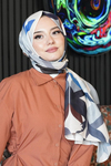 Soyut Desen Bej Soft Pamuk Şal